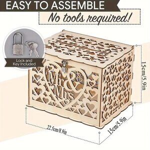 1pc Rustic Wooden Wedding Small Money Box Holder